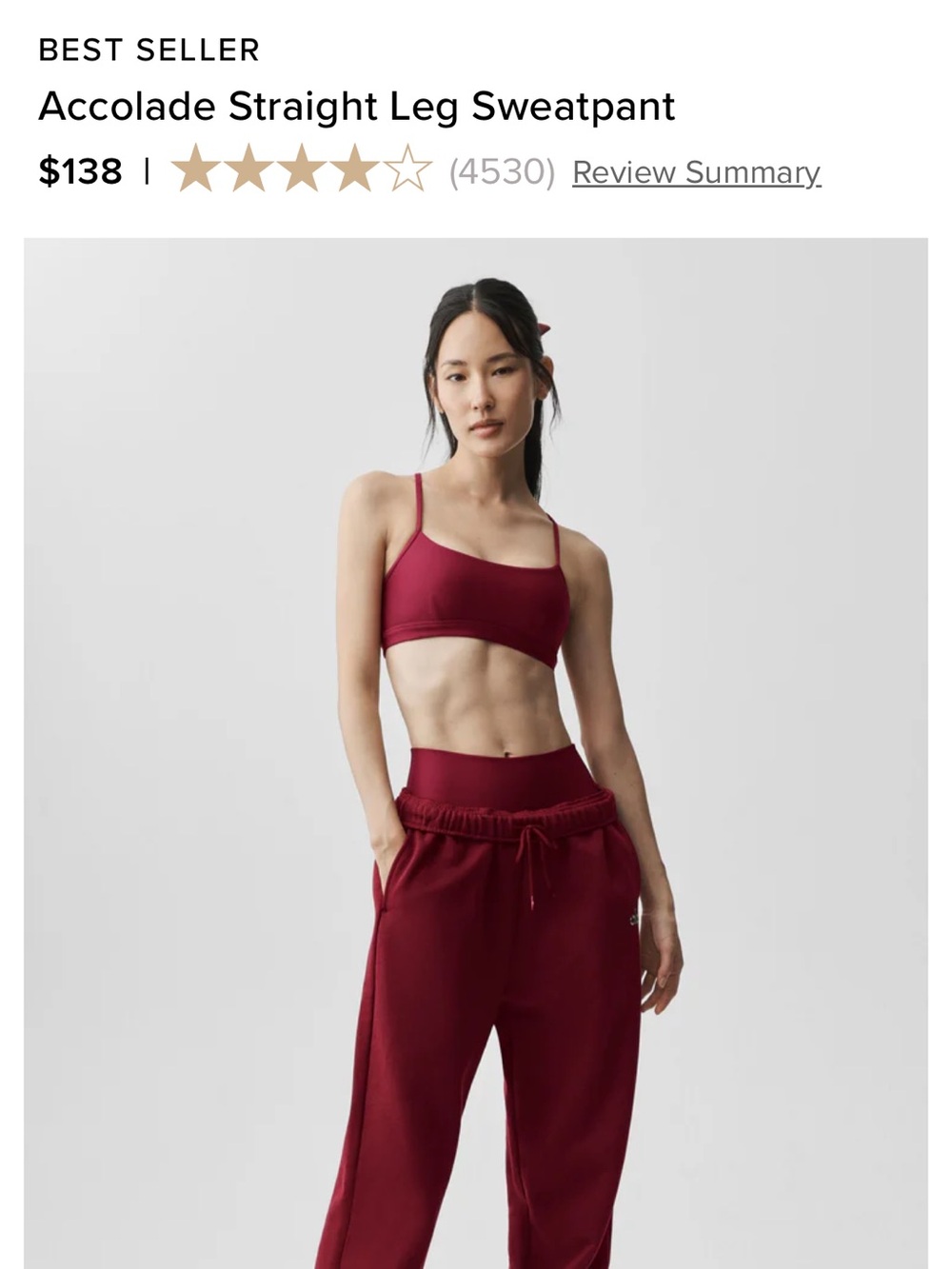 Alo Accolade Crew Neck + Straight Leg Sweatpants + Shorts in Summer Romance Red - Picture 7 of 9